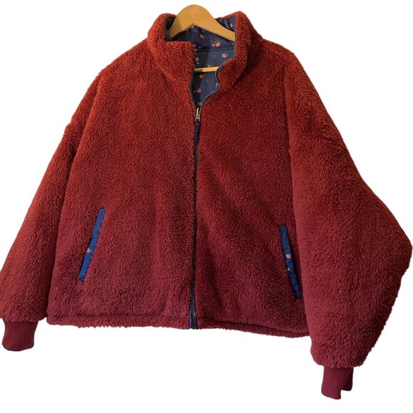 American Eagle Womens XL Reversible Floral Puffer‎ Jacket With Sherpa Lining - Picture 6 of 9